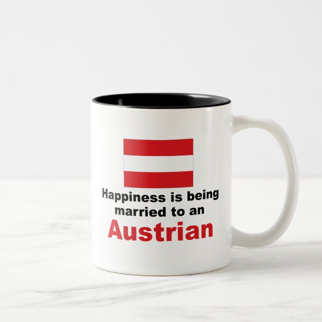 Caneca De Café Em Dois Tons Casado feliz a um austríaco (Direita)