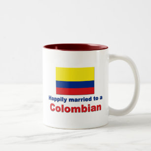 Caneca De Café Em Dois Tons Casado feliz a um colombiano