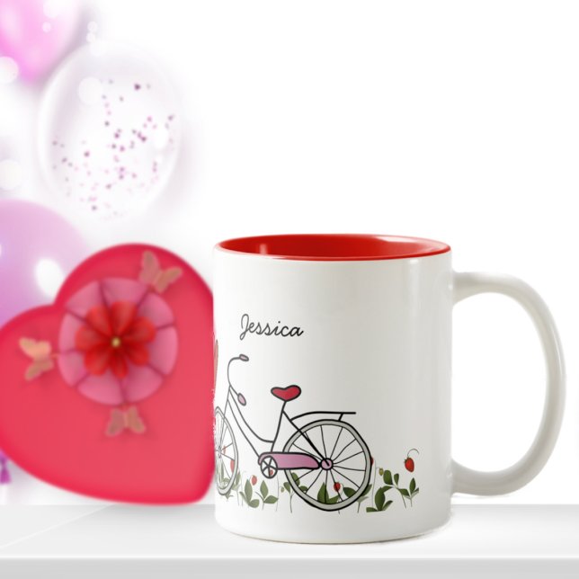 Caneca De Café Em Dois Tons Casais para o touro de bicicleta (Criador carregado)