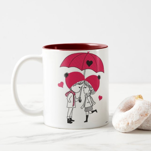 Caneca De Café Em Dois Tons casal (Com Donut)
