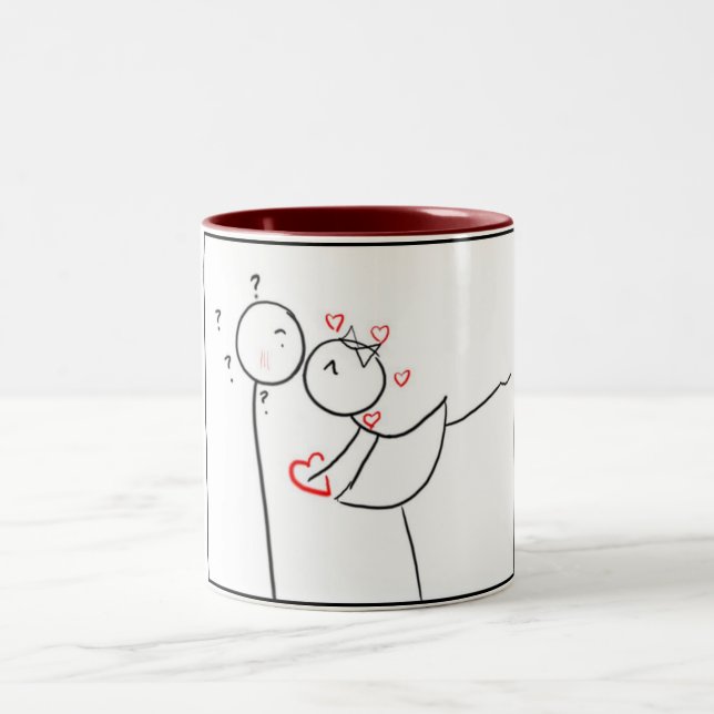 CANECA DE CAFÉ EM DOIS TONS **CASAL DE BEIJAMENTO** **MUG*** (Centro)