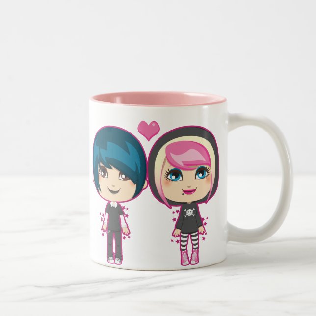 Caneca De Café Em Dois Tons Casal de Emo (Direita)