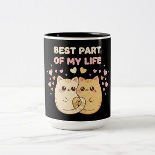 Caneca De Café Em Dois Tons Casal de Gatos Kawaii Fofos Apaixonados   Melhor P