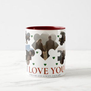 Caneca De Café Em Dois Tons Casal de Quebra-cabeça de Amor Simples dia de os n