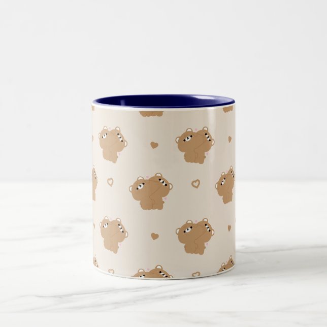 Caneca De Café Em Dois Tons Casal de Urso Castanho (Centro)