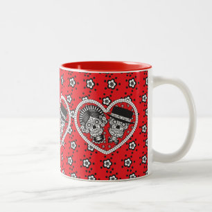 Caneca De Café Em Dois Tons Casal do crânio do Açúcar