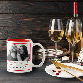 Caneca De Café Em Dois Tons Casal no Amor I Personalizado 2 Fotos I Red I