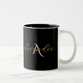 Caneca De Café Em Dois Tons Casal Ouro Preto Inicial Personalizado Nomes