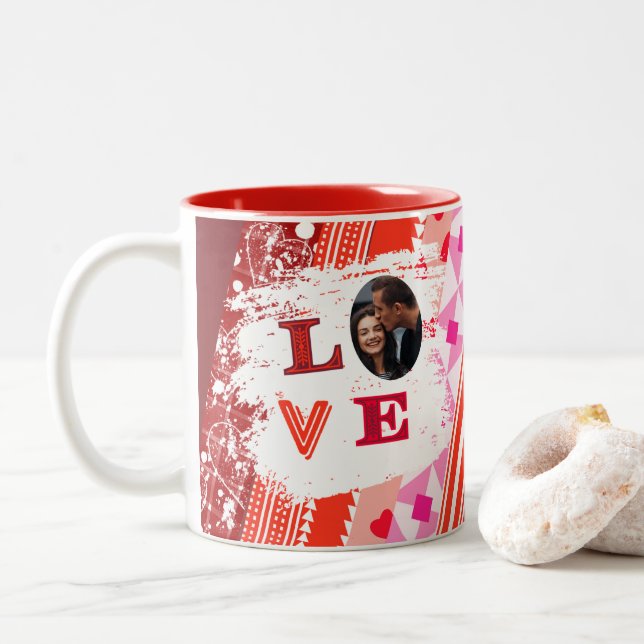 Caneca De Café Em Dois Tons Casal personalizado Mug Love (Com Donut)