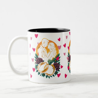 Caneca De Café Em Dois Tons Casal Romântico De Casamento De Dois Toneladas