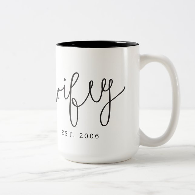 Caneca De Café Em Dois Tons casal "Wifey" Mug | Aniversário | Casamento (Direita)