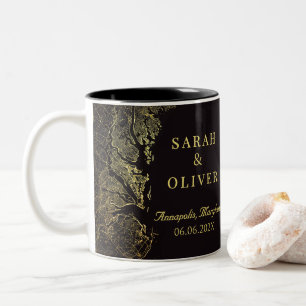 Caneca De Café Em Dois Tons Casamento Bem-vindo em Annapolis Maryland Baía de