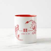 Casamento Chinês Personalizado Moderno Dragão-Fêni