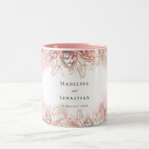 Caneca De Café Em Dois Tons Casamento de Pincéis Rosa Exótico