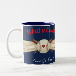Caneca De Café Em Dois Tons Casamento Esportivo Com Marinho Escuro Baseball Lo