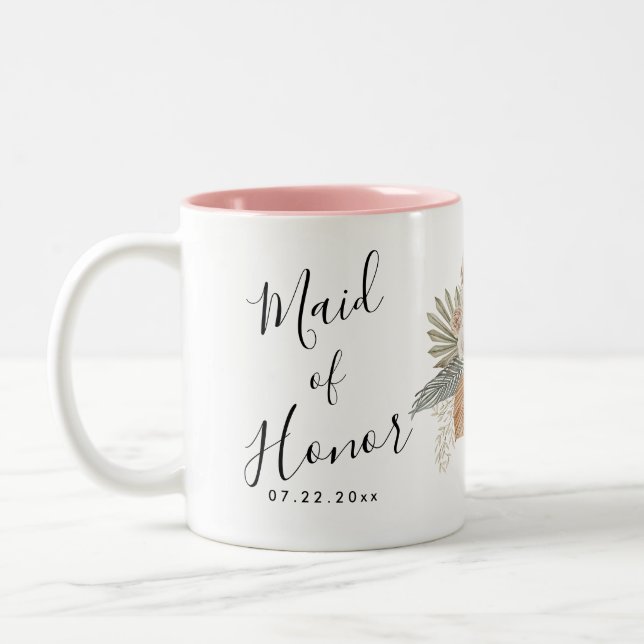 Caneca De Café Em Dois Tons Casamento Floral Boho (Esquerda)