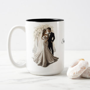 Caneca De Café Em Dois Tons Casamento Personalizado