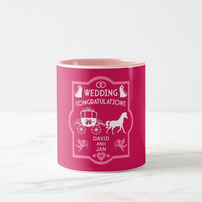 Caneca De Café Em Dois Tons Casamento Romântico De Cavalo E Carrinho (Centro)