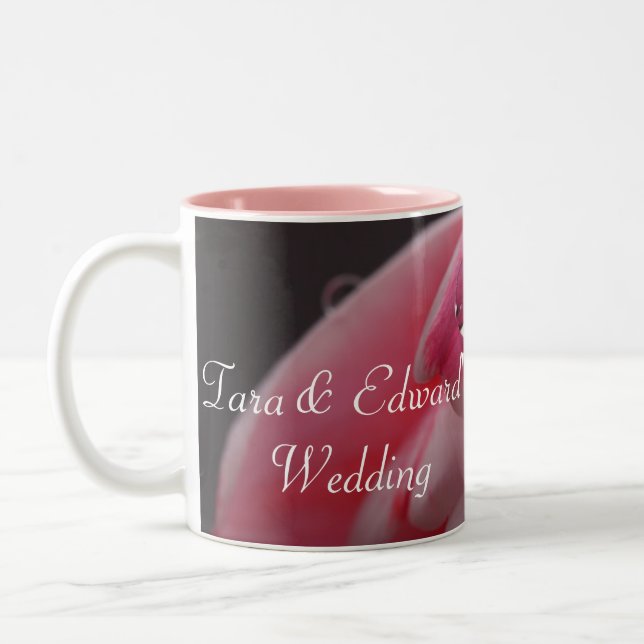 Caneca De Café Em Dois Tons Casamento Rosa Rosa Raindrop (Esquerda)