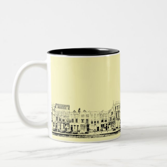 Caneca De Café Em Dois Tons Casas da Cidade Holandesa (Esquerda)