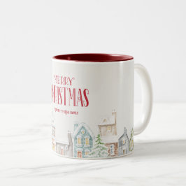 Caneca De Café Em Dois Tons Casas de Inverno de Natal Aconchegantes
