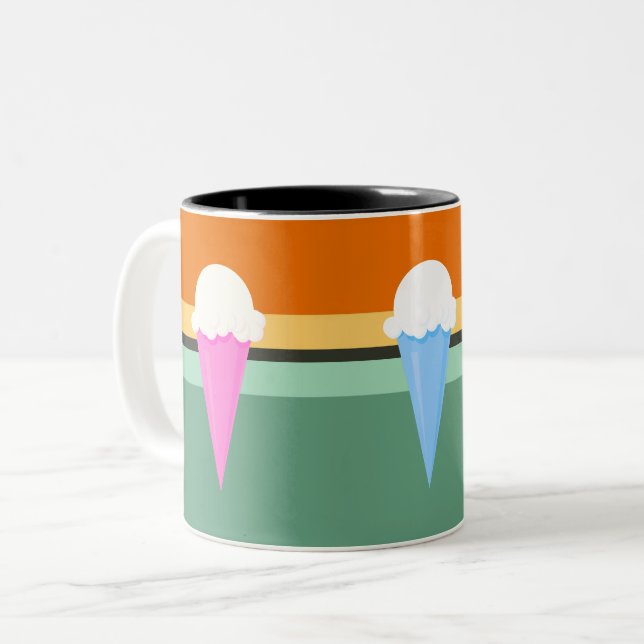 Caneca De Café Em Dois Tons Casquinha de Sorvete (Frente Esquerda)