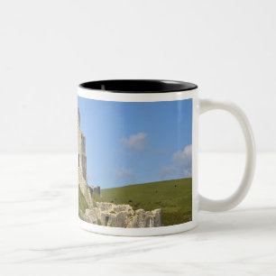 Caneca De Café Em Dois Tons Castelo Corfe, Corfe, Dorset, Inglaterra