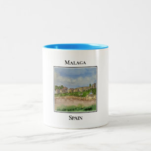 Caneca De Café Em Dois Tons Castillo de Gibralfaro e Alcazaba. Málaga Espanha