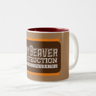 Caneca De Café Em Dois Tons Castor Ocupado Construção Branco Gfx Castanho BG