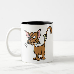 Caneca De Café Em Dois Tons Cat Animal ferido Machuca Pet de Combate