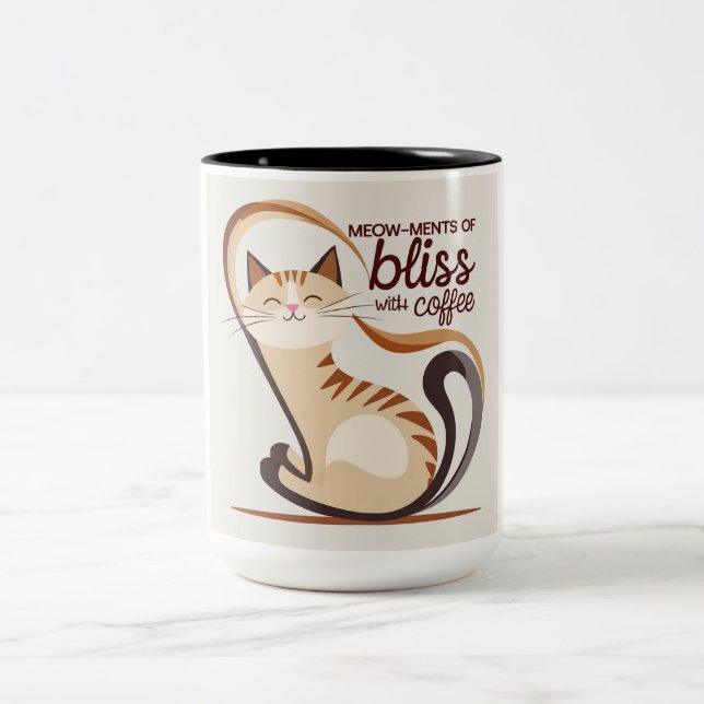 Caneca De Café Em Dois Tons Cat Bliss Coffee Mug (Centro)