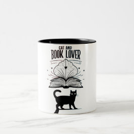 Caneca De Café Em Dois Tons Cat & Book Lover