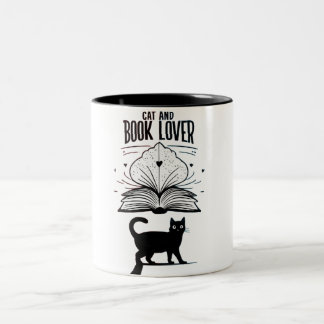 Caneca De Café Em Dois Tons Cat & Book Lover