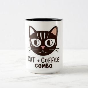 Caneca De Café Em Dois Tons Cat + Café Combo Mug