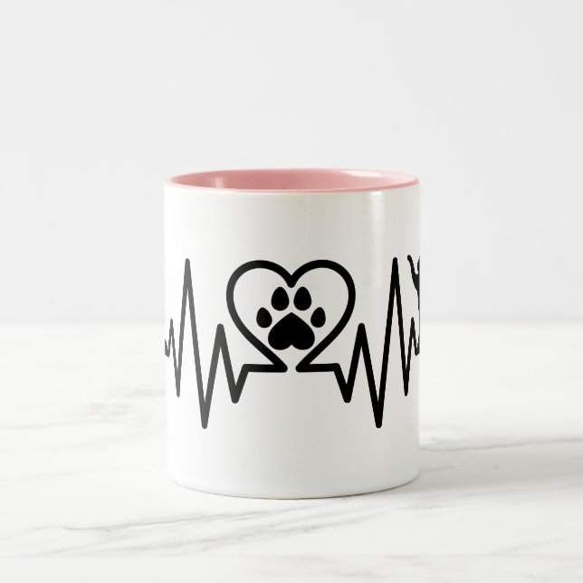 Caneca De Café Em Dois Tons Cat Heartbeat with Another Cat  (Centro)