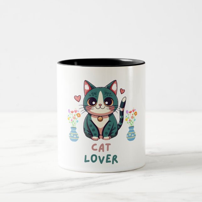 Caneca De Café Em Dois Tons Cat Lover (Centro)