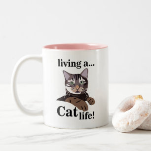 Caneca De Café Em Dois Tons Cat Lover Engraçado