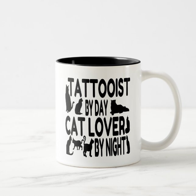 Caneca De Café Em Dois Tons Cat Lover Tattoooist (Direita)