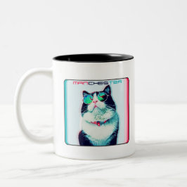 Caneca De Café Em Dois Tons Cat Manchester em óculos