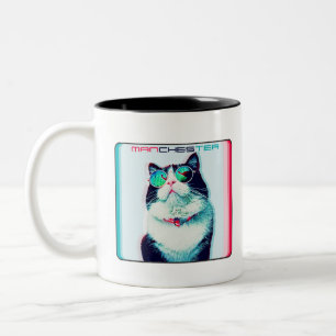 Caneca De Café Em Dois Tons Cat Manchester em óculos