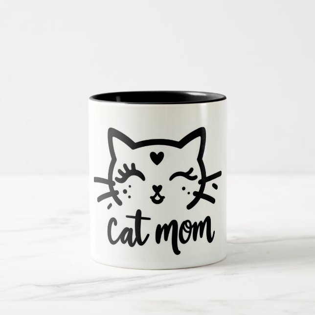 Caneca De Café Em Dois Tons Cat Mom black (Centro)