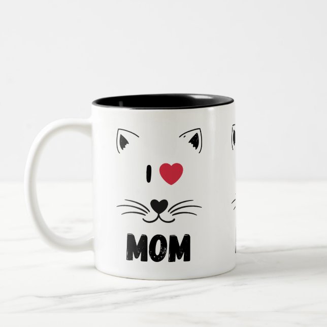 Caneca De Café Em Dois Tons Cat mugs I love mom (Esquerda)