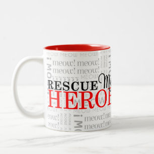 Caneca De Café Em Dois Tons Cat Rescue Moms are Heroes Red Paw Print