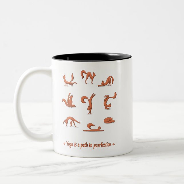 Caneca De Café Em Dois Tons Cat Yoga (Esquerda)