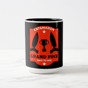 Caneca De Café Em Dois Tons Catamaran Hydrofoil Sailboat Racing