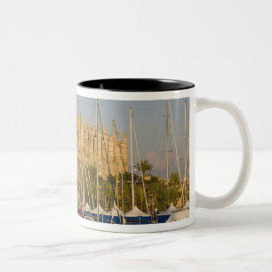 Caneca De Café Em Dois Tons Catedral e marina, Palma, Mallorca, Espanha 2