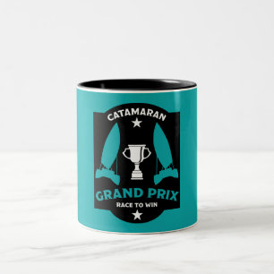 Caneca De Café Em Dois Tons Catermaran Hydrofoil Sailboat Racing