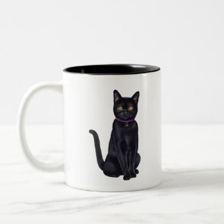 Caneca De Café Em Dois Tons CatFans - gato preto de Bombaim