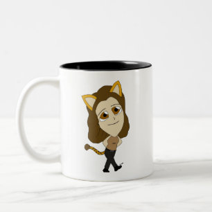 Caneca De Café Em Dois Tons catgirl chibi