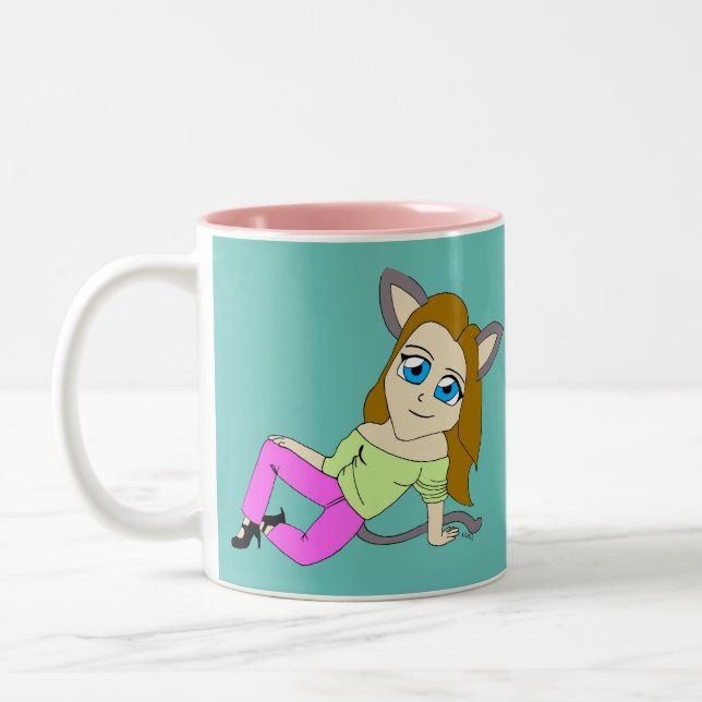 Caneca De Café Em Dois Tons catgirl chibi (Esquerda)